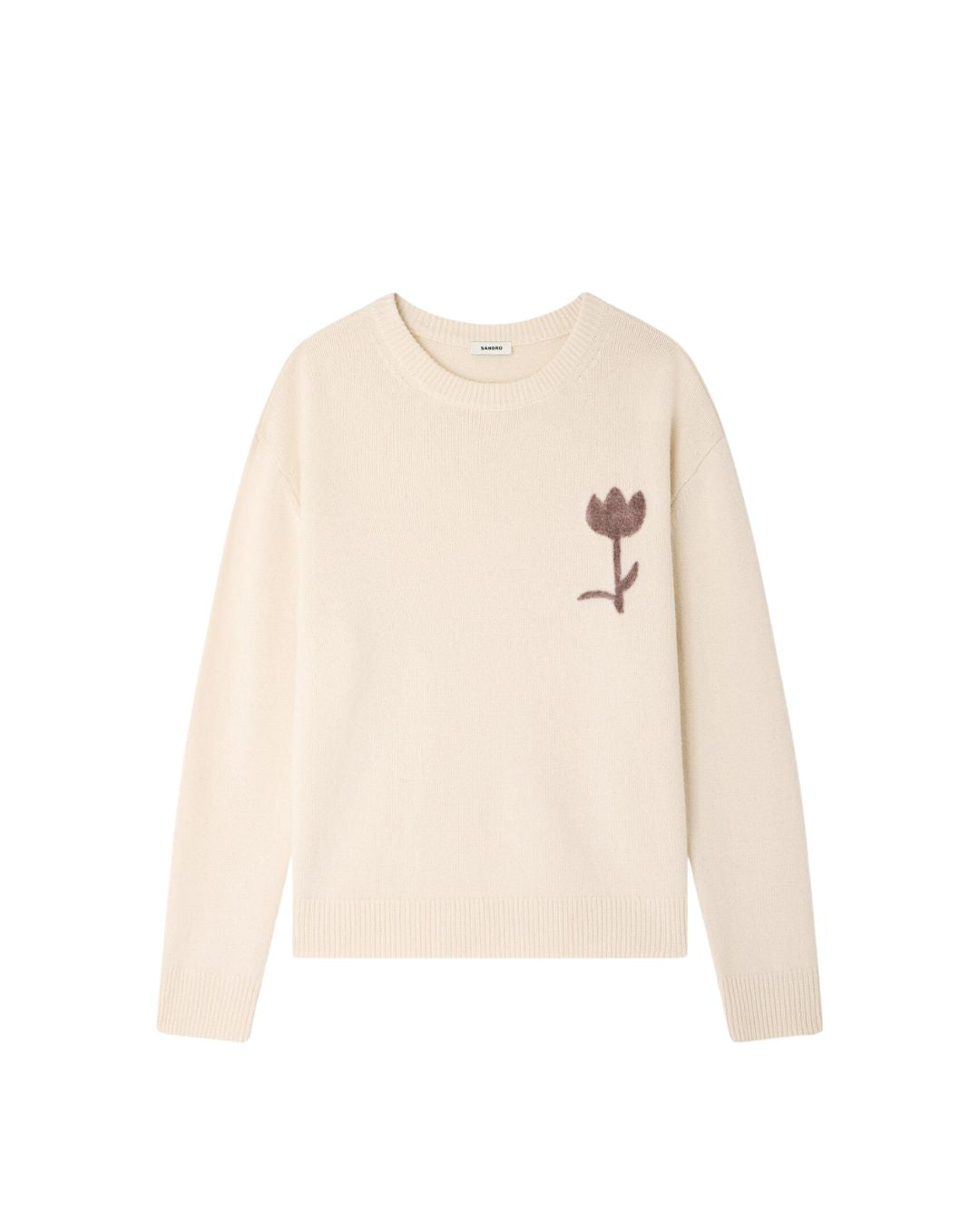 Sandro Wool Sweater with Flower Detail
